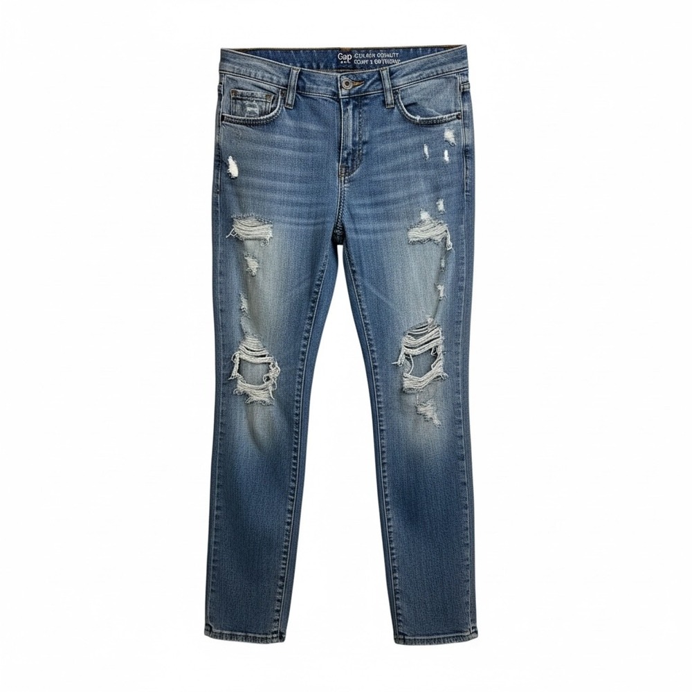 Gap Sexy Boyfriend Fit Distressed Light Wash Denim Jeans Women's Size 6